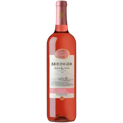 V01: Botella de vino rosado Beringer White Zinfandel de 750ml.