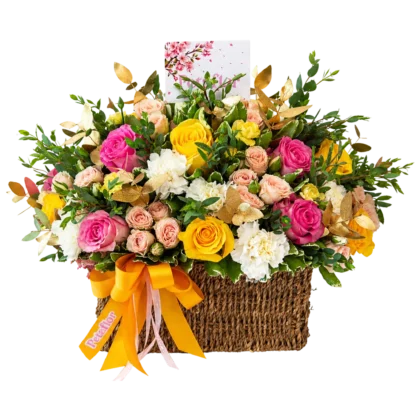 C03 - Canasta con Composición Floral a Elección de Color