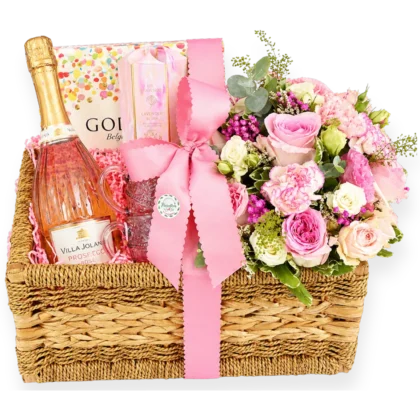 D05 - Detalle Canasta Mimbre, Godiva, Maschio Rosé y Copa