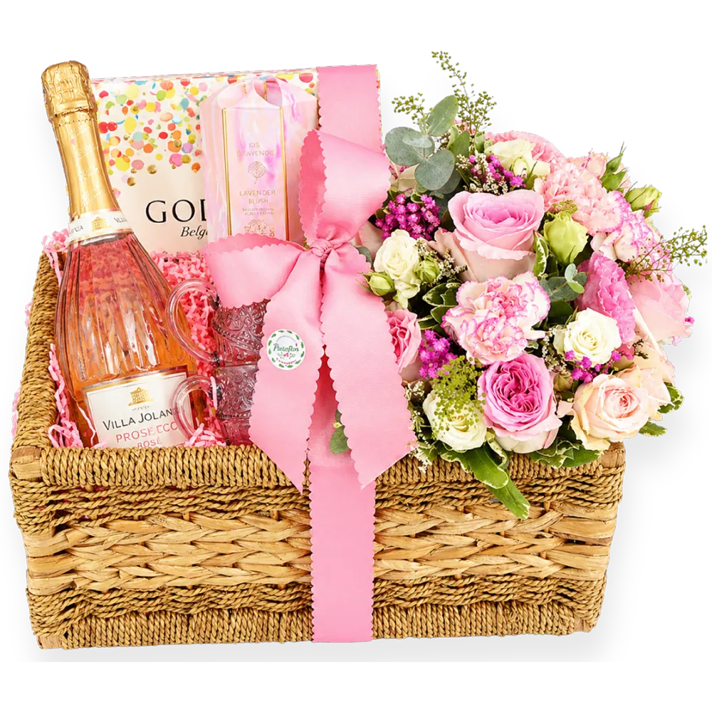 D05 - Detalle Canasta Mimbre, Godiva, Maschio Rosé y Copa