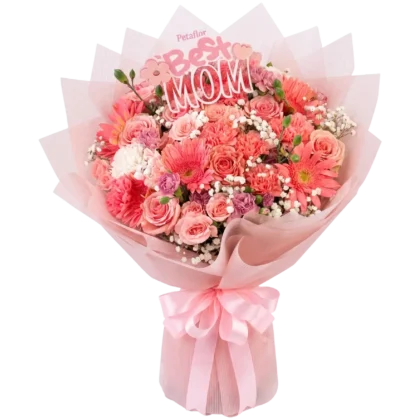 R05 - Ramo de Rosas y Flores Variadas en Tonos Rosados