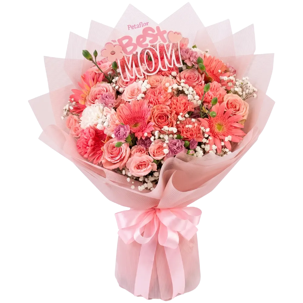 R05 - Ramo de Rosas y Flores Variadas en Tonos Rosados