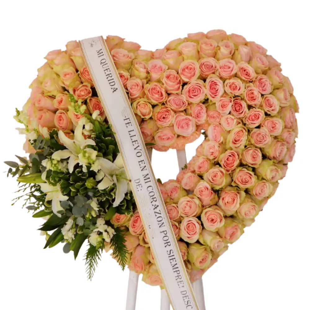 CF16 - Arreglo floral fúnebre con forma de corazón