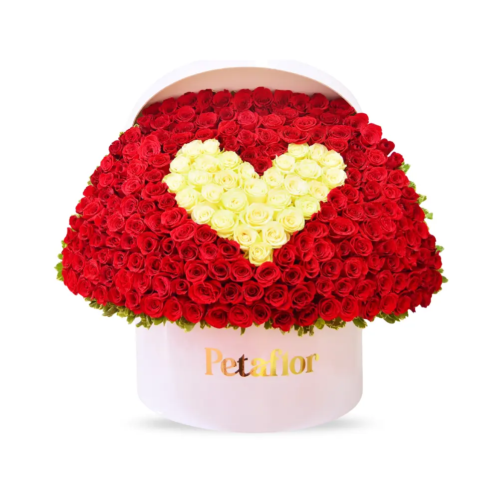 EX04 - Exclusivo Big Flower Box con corazón blanco