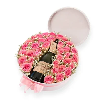 FB05 - Flower Box redonda de 40 rosas